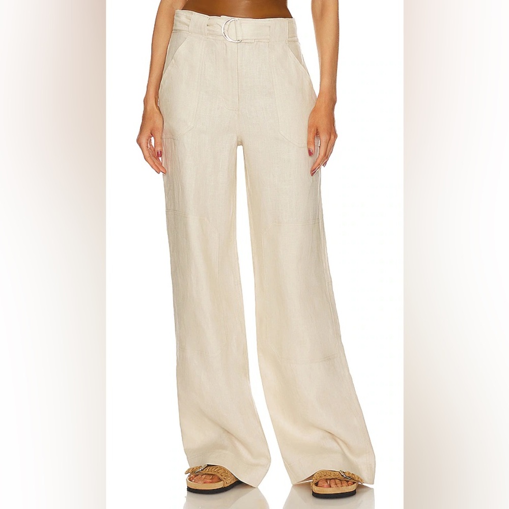 GRLFRND Cream Wide Leg Linen Pants